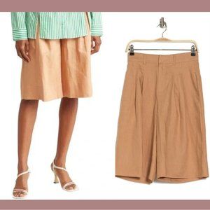 NWT $325 Nicholas [ 6 US ] Delfina Longline Linen Shorts‎ In Twig Tan